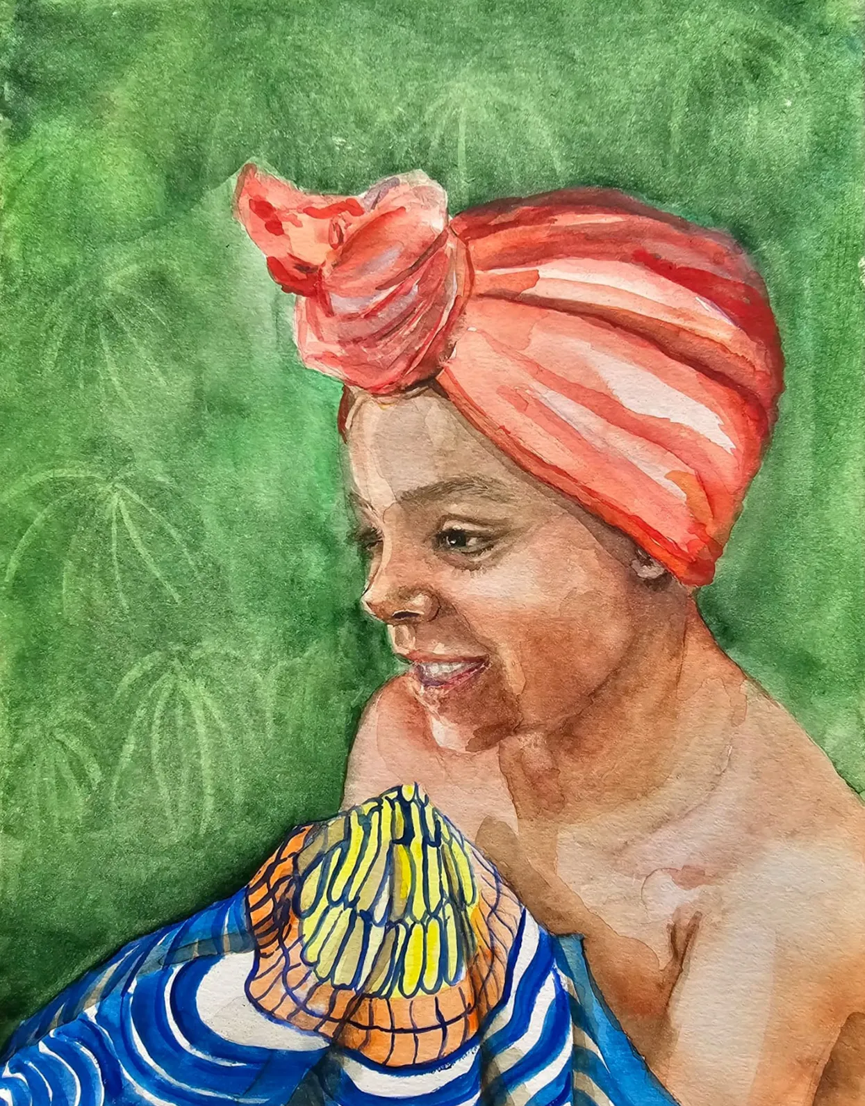 Mujer del turbante coral